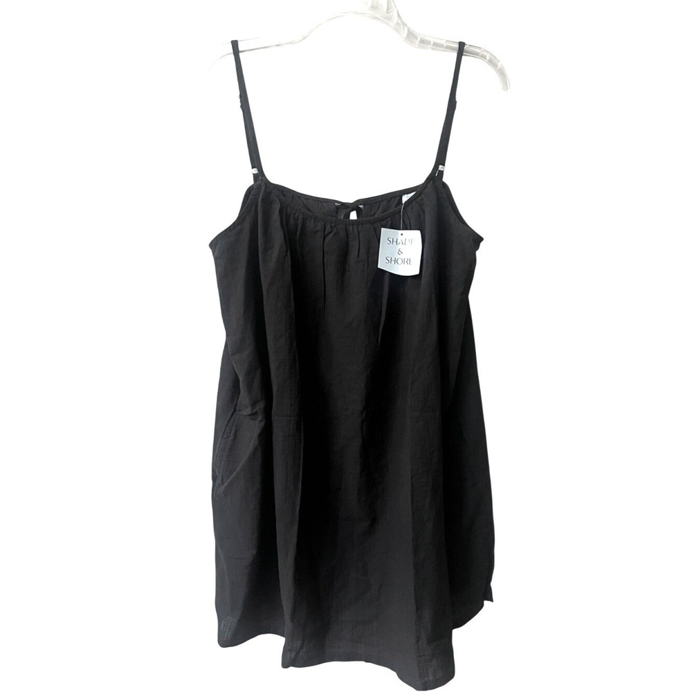 Shade & Shore Gauze Spaghetti Strap Cover Up Dress Womens Small Black New